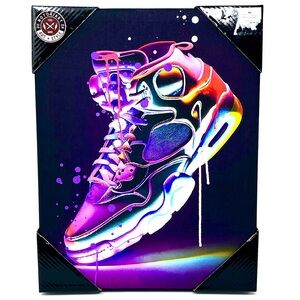 NOTORIART Wall Art Print SPACE KICKS Black Purple Sneakers Shoes Canvas 14x11